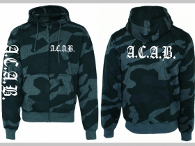 A.C.A.B.  hrubá maskáčová mikina na zips s kapucou vzor Nightcamo-Nočný maskáč "Splinter" 